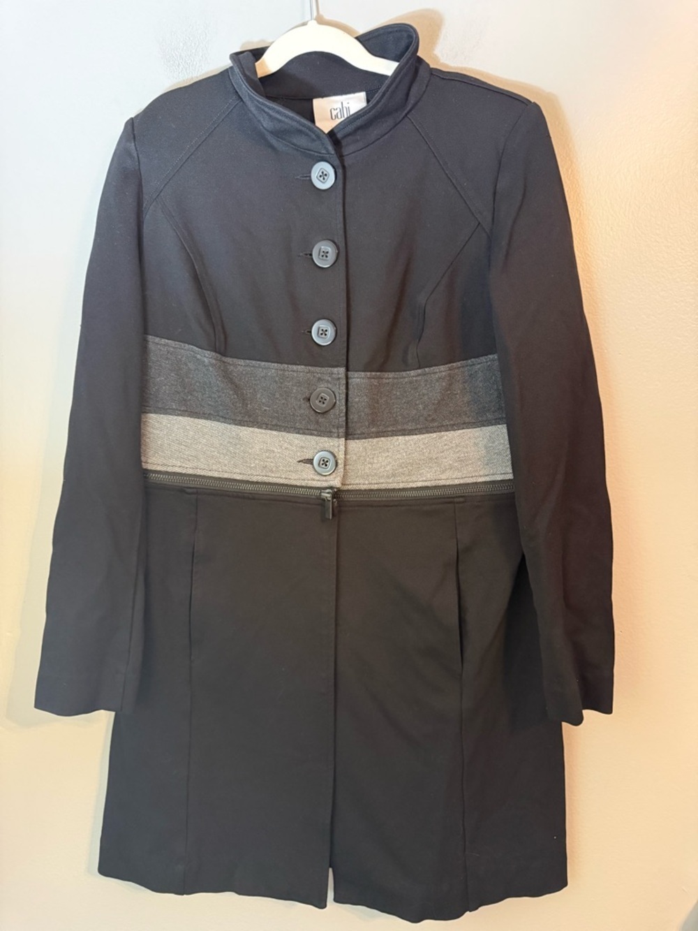 CAbi 3176 Convertible Crop & Duster Jacket Black /Gray Size Small - Picture 4 of 12